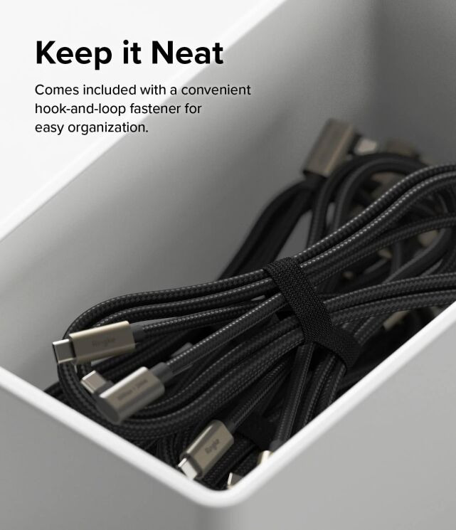 Кабель Ringke 90 Degree Type-C to Type-C 240W (5A, 2m) 8800293851486 - Black (896544B) Кабель Ringke 90 Degree Type-C to Type-C 240W (5A, 2m) 8800293851486 - Black: фото 14 из 19