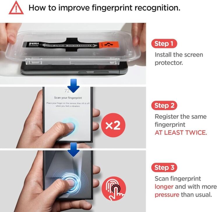 Комплект защитных стекол Spigen (SGP) GLAS.tR EZ Fit Privacy для Samsung Galaxy S24 Ultra (S928) AGL07625 - Black: фото 8 из 8