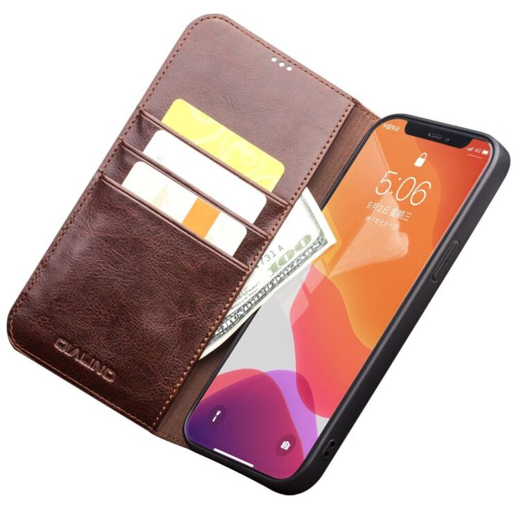 Кожаный чехол QIALINO Classic Case для Apple iPhone 12 Pro Max - Brown: фото 2 из 16