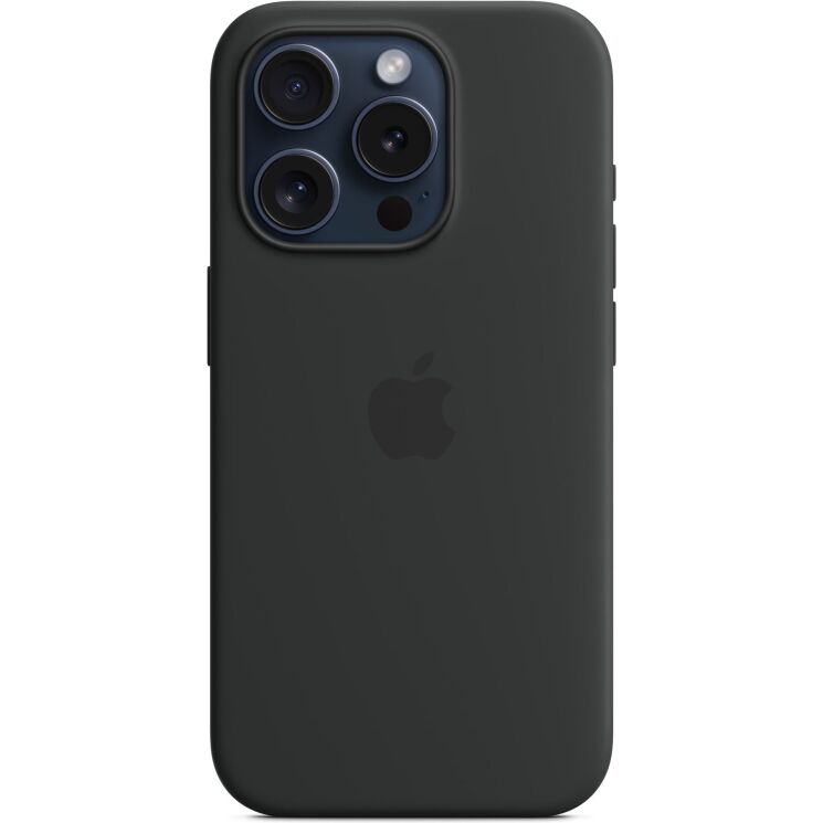 Оригинальный чехол Silicone Case with MagSafe для Apple iPhone 15 Pro (MT1A3) - Black: фото 2 из 5