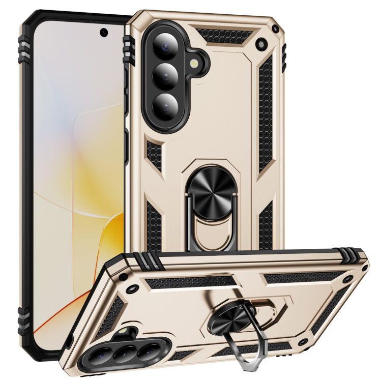 Противоударный чехол с подставкой Deexe Armor Case для Samsung Galaxy A57 (A576) - Gold: фото 1 из 7