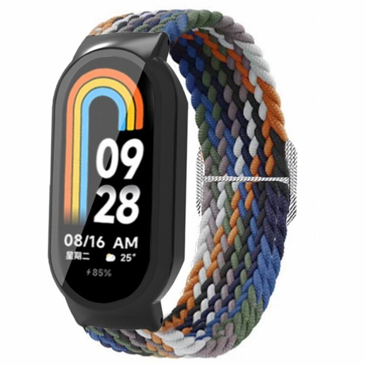 Ремешок Deexe Braided Nylon для Xiaomi Mi Smart Band 8 - Denim+Black Case: фото 2 из 3
