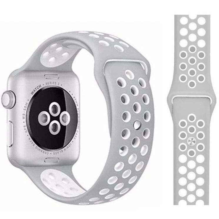 Ремешок Deexe Dual Color для Apple Watch 42 (Series 10) / 41 / 40 / SE 40 / 38 - Grey / White: фото 1 из 1