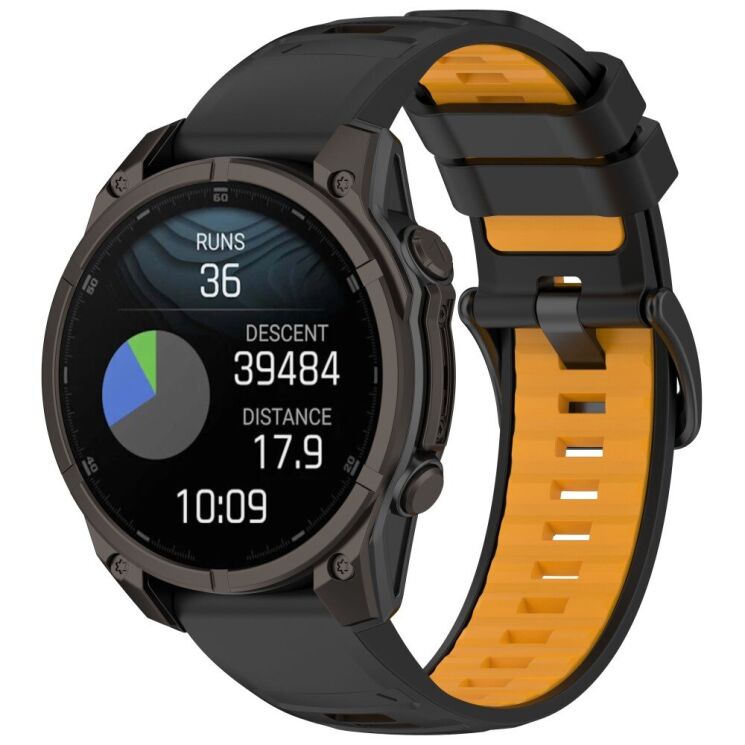 Ремешок Deexe Dual Color для часов с шириной крепления 22мм - Black / Orange: фото 4 из 4