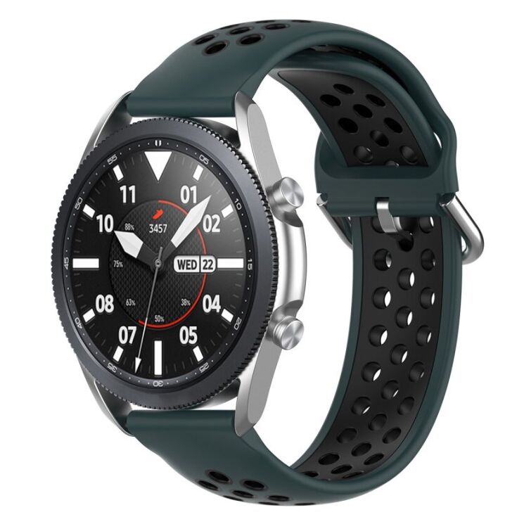 Ремешок Deexe Dual Color для Samsung Galaxy Watch 3 (45mm) - Dark Green / Black: фото 5 из 5