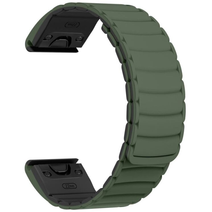 Ремешок Deexe Magnetic Band для часов Garmin c креплением Quick Fit 26mm - Army Green / Black: фото 2 из 5