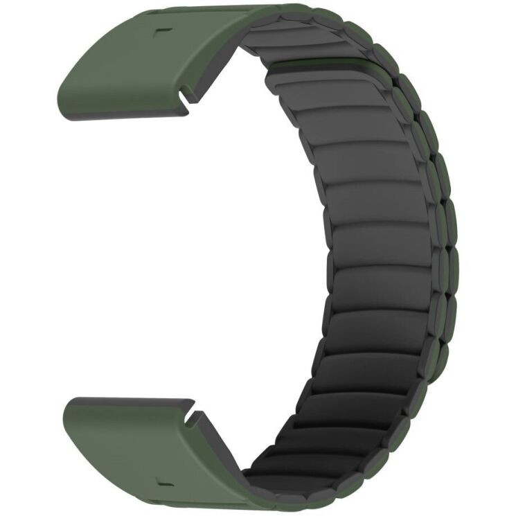 Ремешок Deexe Magnetic Band для часов Garmin c креплением Quick Fit 26mm - Army Green / Black: фото 4 из 5