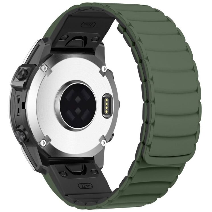 Ремешок Deexe Magnetic Band для часов Garmin c креплением Quick Fit 26mm - Army Green / Black: фото 1 из 5