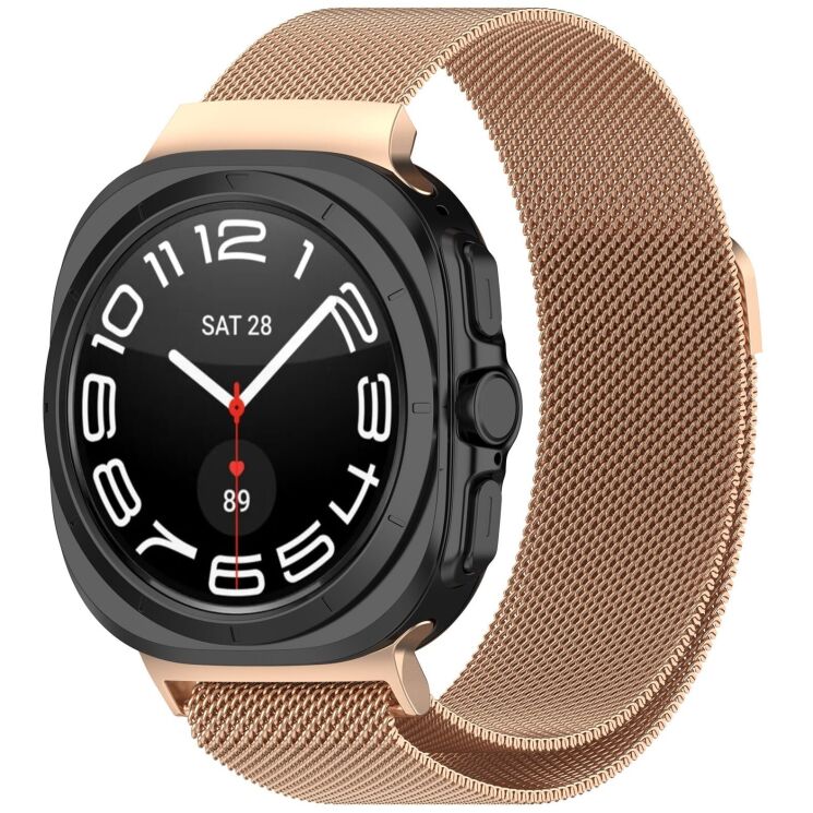 Ремінець Deexe Milanese Loop для Samsung Galaxy Watch Ultra (2025) - Rose Gold: фото 2 з 3