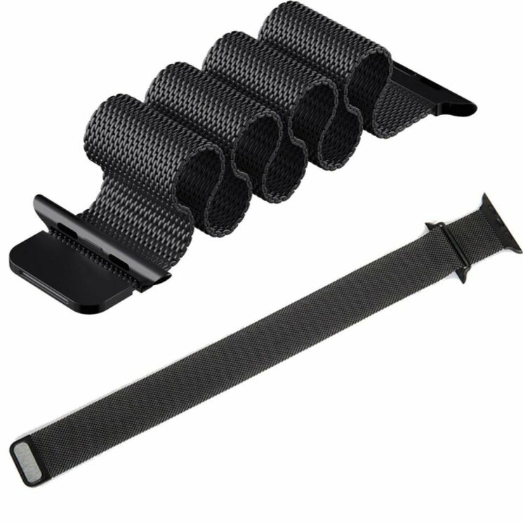 Ремешок Deexe Milanese Stainless Steel для Apple Watch 46 / 45 / 44 / SE 44 / 42 (Series 1-3) / Ultra / Ultra 2 - Black: фото 5 из 12