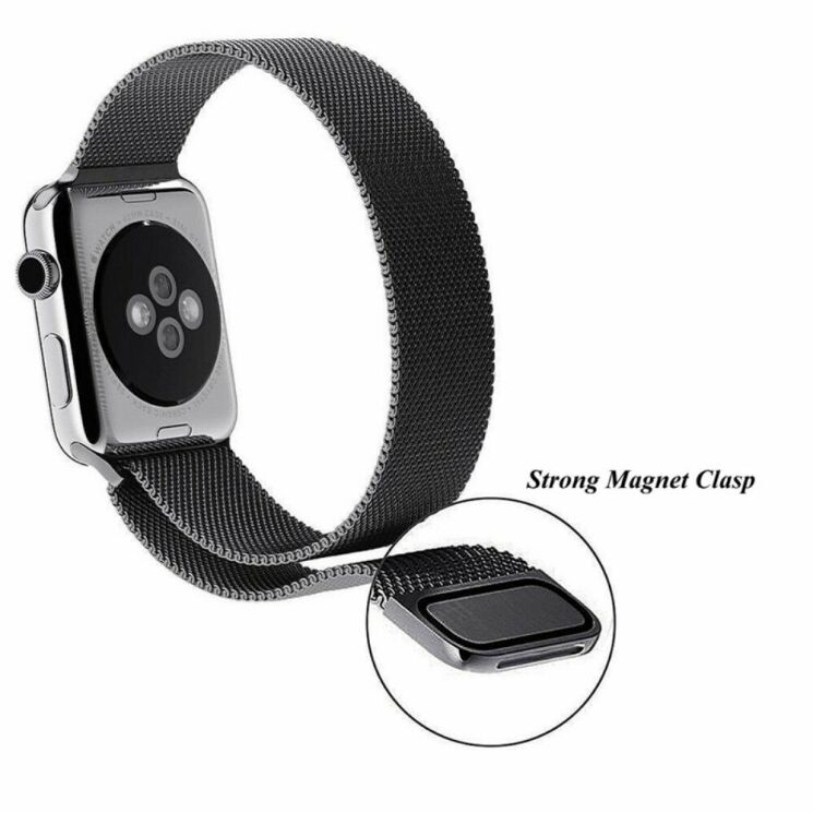 Ремешок Deexe Milanese Stainless Steel для Apple Watch 46 / 45 / 44 / SE 44 / 42 (Series 1-3) / Ultra / Ultra 2 - Black: фото 2 из 12