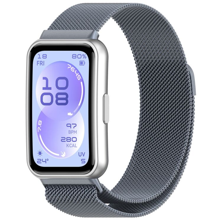 Ремешок Deexe Milanese Stainless Steel для Huawei Band 11 Pro / Band 11 - Grey (410601H) Ремешок Deexe Milanese Stainless Steel для Huawei Band 11 Pro / Band 11 - Grey: фото 2 из 5