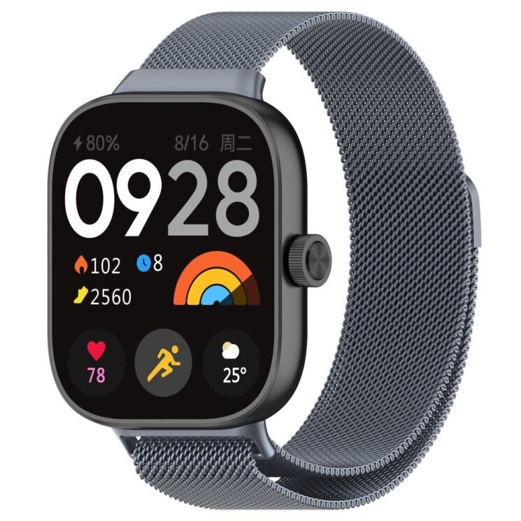 Ремешок Deexe Milanese Stainless Steel для Xiaomi Redmi Watch 4 / Mi Smart Band 8 Pro / Band 9 Pro - Space Grey: фото 4 из 10