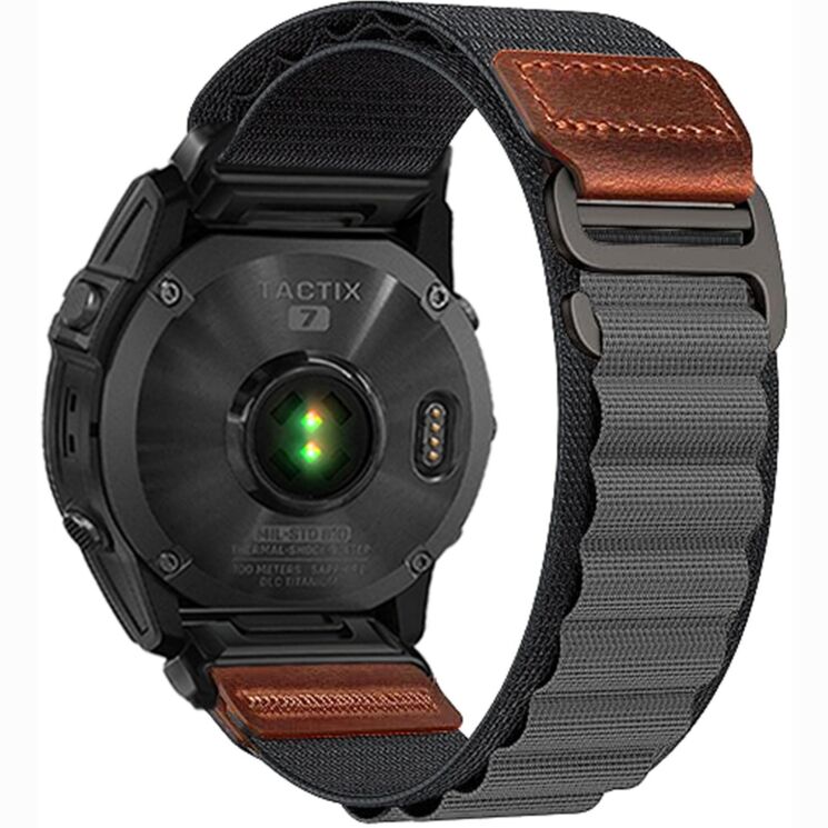 Ремешок Deexe Nylon Leather для Garmin з кріпленням Quick Fit 26mm - Dark Grey (369112DH) Ремешок Deexe Nylon Leather для Garmin з кріпленням Quick Fit 26mm - Dark Grey: фото 1 из 6