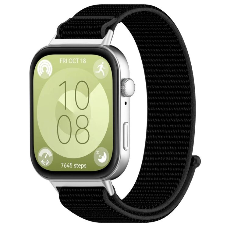 Ремінець Deexe Nylon Loop для Huawei Watch Fit 3 - Black: фото 3 з 7