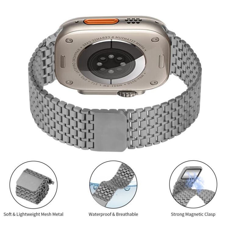 Ремешок Deexe Pulsar для Apple Watch 42 (Series 10) / 41 / 40 / SE 40 / 38 - Titanium: фото 3 из 7