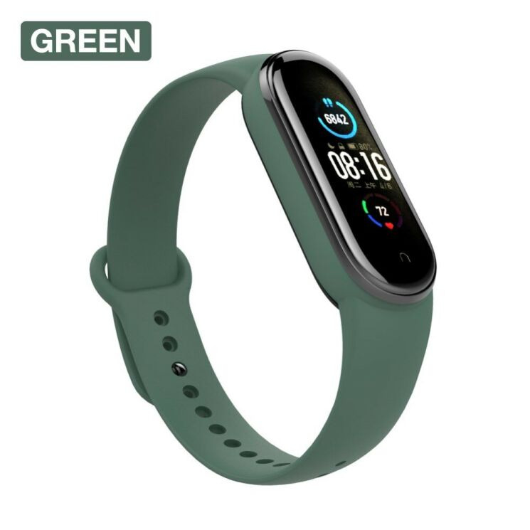 Ремешок Deexe Silicone Wrist для Xiaomi Mi Band 5 / Mi Band 6 / Mi Band 7 - Green: фото 1 из 11