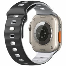 Ремешок Deexe Sport Design для Apple Watch 46 / 45 / 44 / SE 44 / 42 (Series 1-3) / Ultra / Ultra 2 - Black / White: фото 1 из 9