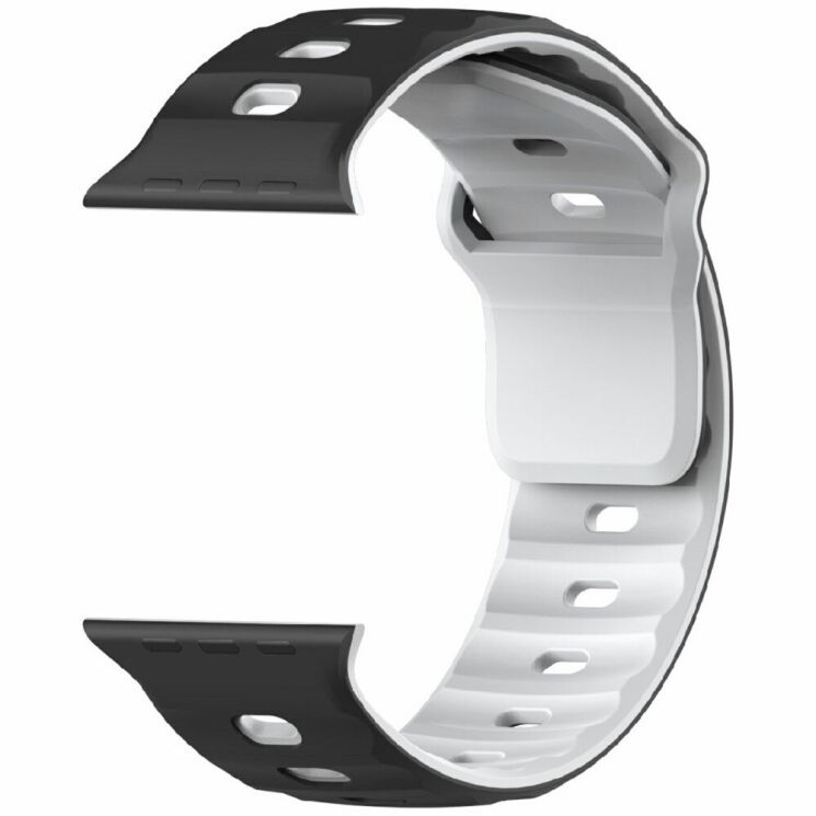 Ремешок Deexe Sport Design для Apple Watch 46 / 45 / 44 / SE 44 / 42 (Series 1-3) / Ultra / Ultra 2 - Black / White: фото 3 из 9