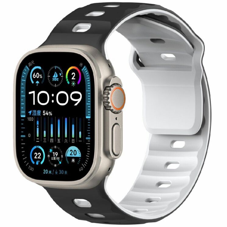 Ремешок Deexe Sport Design для Apple Watch 46 / 45 / 44 / SE 44 / 42 (Series 1-3) / Ultra / Ultra 2 - Black / White: фото 2 из 9