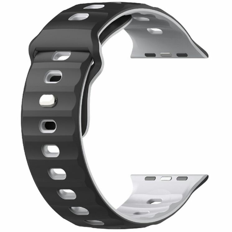 Ремешок Deexe Sport Design для Apple Watch 46 / 45 / 44 / SE 44 / 42 (Series 1-3) / Ultra / Ultra 2 - Black / White: фото 4 из 9