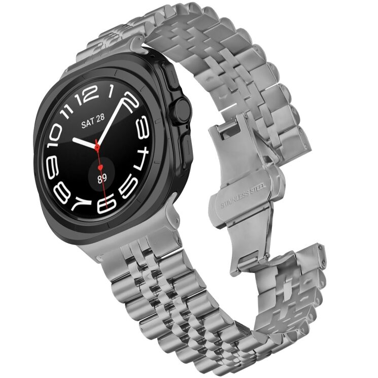 Ремінець Deexe Stainless Steel QuickFit для Samsung Galaxy Watch 8 (40/44mm) / 8 Classic - Titanium: фото 2 з 7