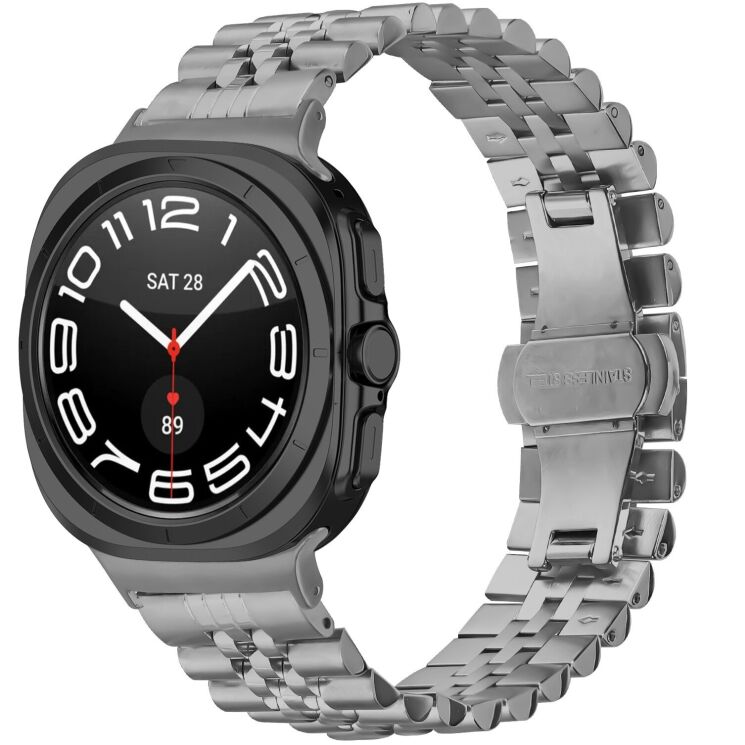 Ремінець Deexe Stainless Steel QuickFit для Samsung Galaxy Watch 8 (40/44mm) / 8 Classic - Titanium: фото 3 з 7