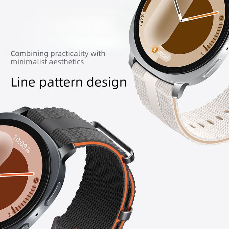 Ремінець Reframe Sport Linear для Samsung Galaxy Watch 8 (40/44mm) / 8 Classic - White / Orange: фото 4 з 5