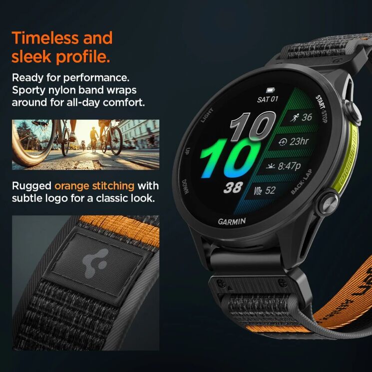 Ремешок Spigen Athlex Air для часов Garmin с креплением Quick Fit 22mm (AMP11426) - Active Black/Orange: фото 12 из 15