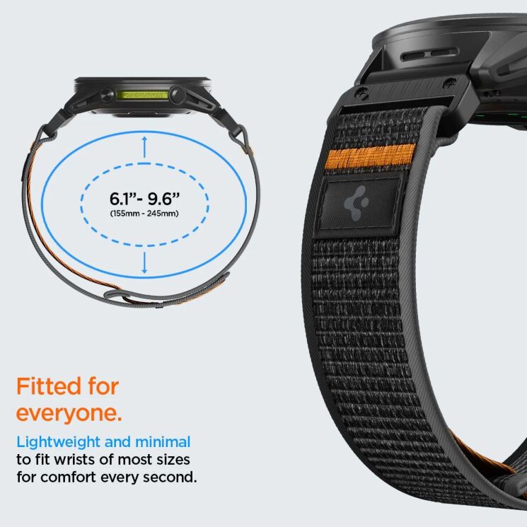 Ремешок Spigen Athlex Air для часов Garmin с креплением Quick Fit 22mm (AMP11426) - Active Black/Orange: фото 11 из 15