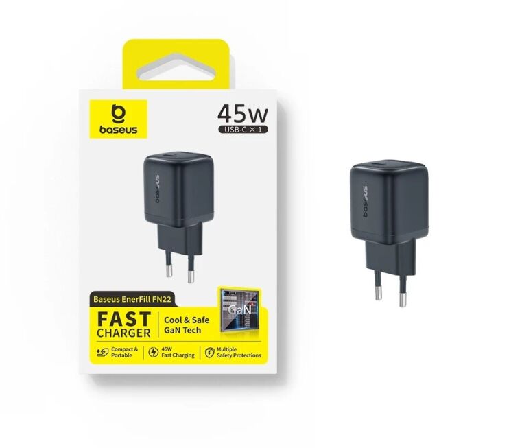 Сетевое зарядное устройство Baseus EnerFill FN22 45W (Type-C) E0123300 - Black (995697B) Сетевое зарядное устройство Baseus EnerFill FN22 45W (Type-C) E0123300 - Black: фото 13 из 13