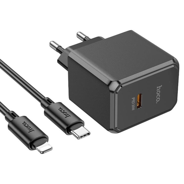 Сетевое зарядное устройство Hoco CS15A (30W) + кабель Type-C to Lightning - Black: фото 3 из 9
