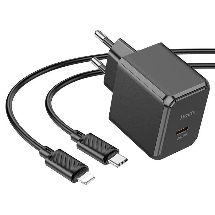 Сетевое зарядное устройство Hoco CS15A (30W) + кабель Type-C to Lightning - Black: фото 2 из 9
