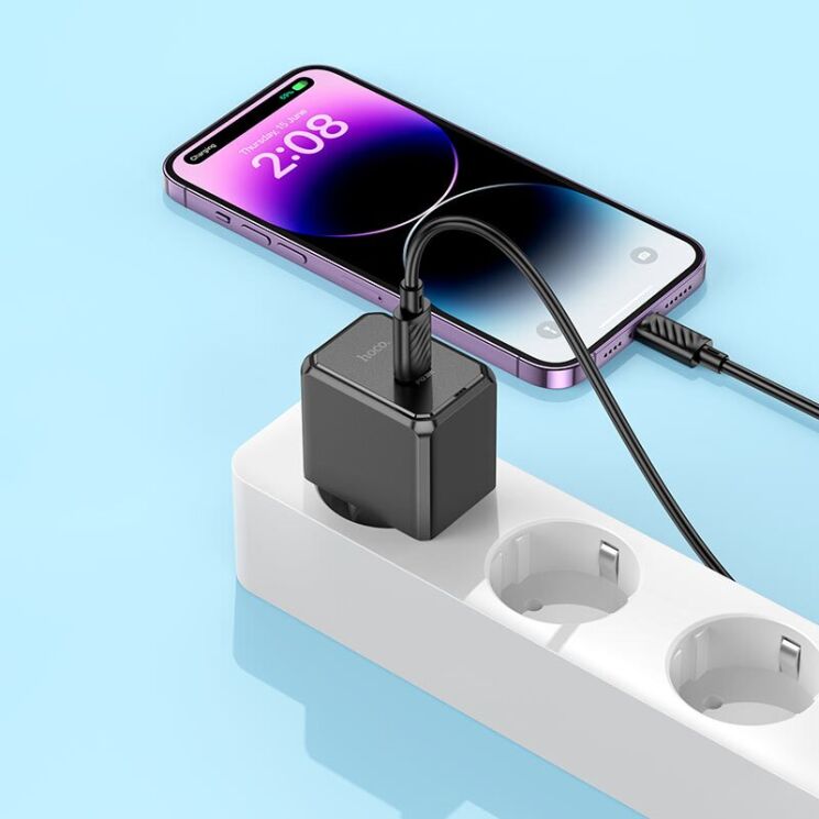Сетевое зарядное устройство Hoco CS15A (30W) + кабель Type-C to Lightning - Black: фото 9 из 9