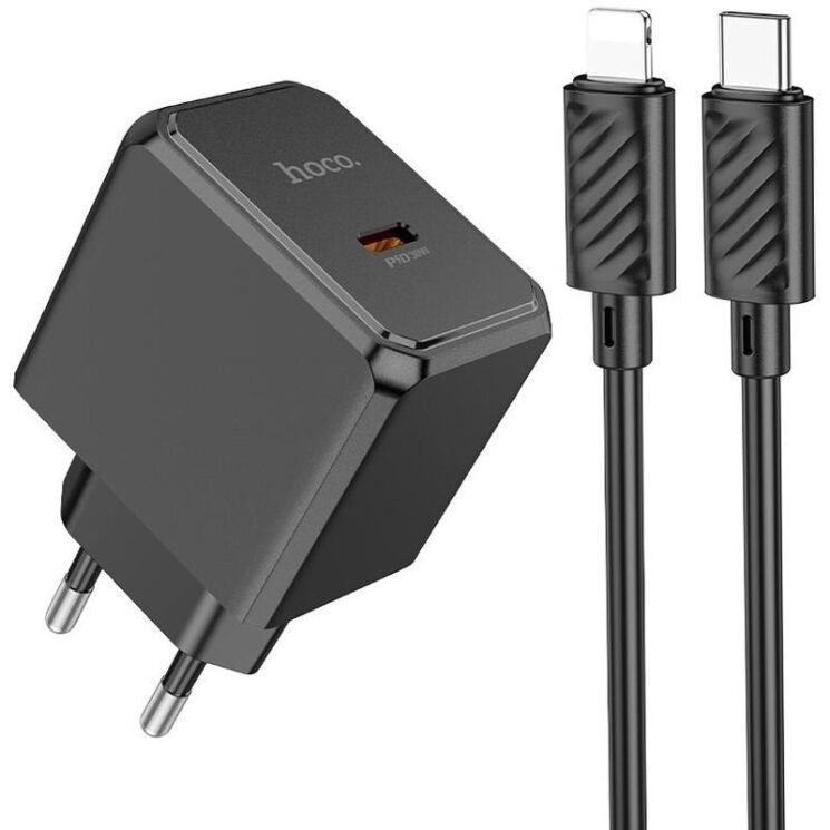 Сетевое зарядное устройство Hoco CS15A (30W) + кабель Type-C to Lightning - Black: фото 1 из 9