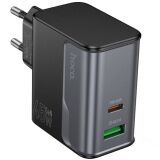 Мережевий зарядний пристрій Hoco CS74A PD45W + QC3.0 - Black: фото 1 з 7
