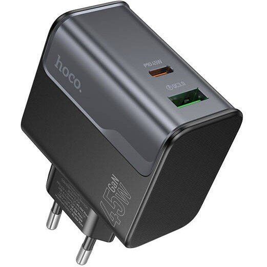 Сетевое зарядное устройство Hoco CS74A PD45W + QC3.0 - Black: фото 3 из 7