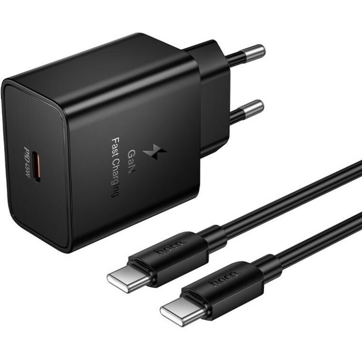 Мережевий зарядний пристрій Hoco N77 PD45W (Type-C) + кабель Type-C to Type-C - Black: фото 4 з 10