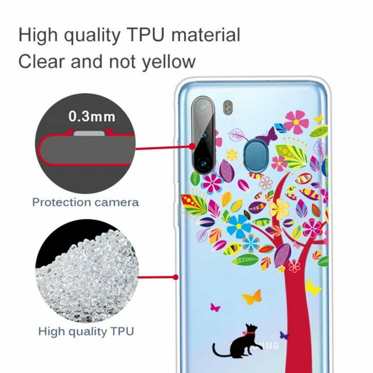 Силіконовий (TPU) чохол Deexe Pretty Glossy для Samsung Galaxy A21 (A215) - Cat and Tree: фото 2 з 4