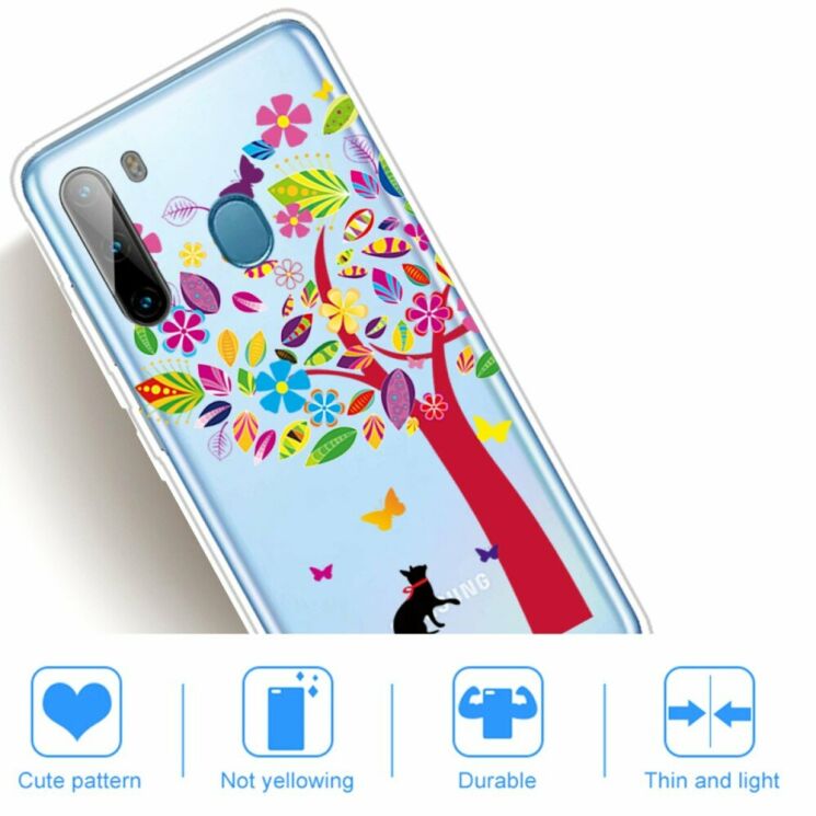 Силіконовий (TPU) чохол Deexe Pretty Glossy для Samsung Galaxy A21 (A215) - Cat and Tree: фото 4 з 4