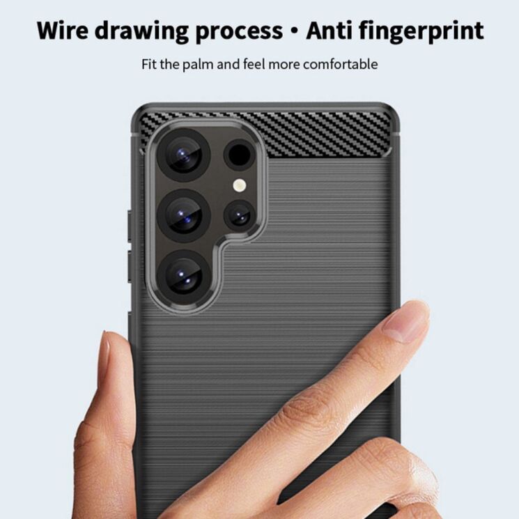 Силиконовый (TPU) чехол MOFI Carbon Fiber для Samsung Galaxy S25 Ultra (S938) - Black: фото 6 из 9