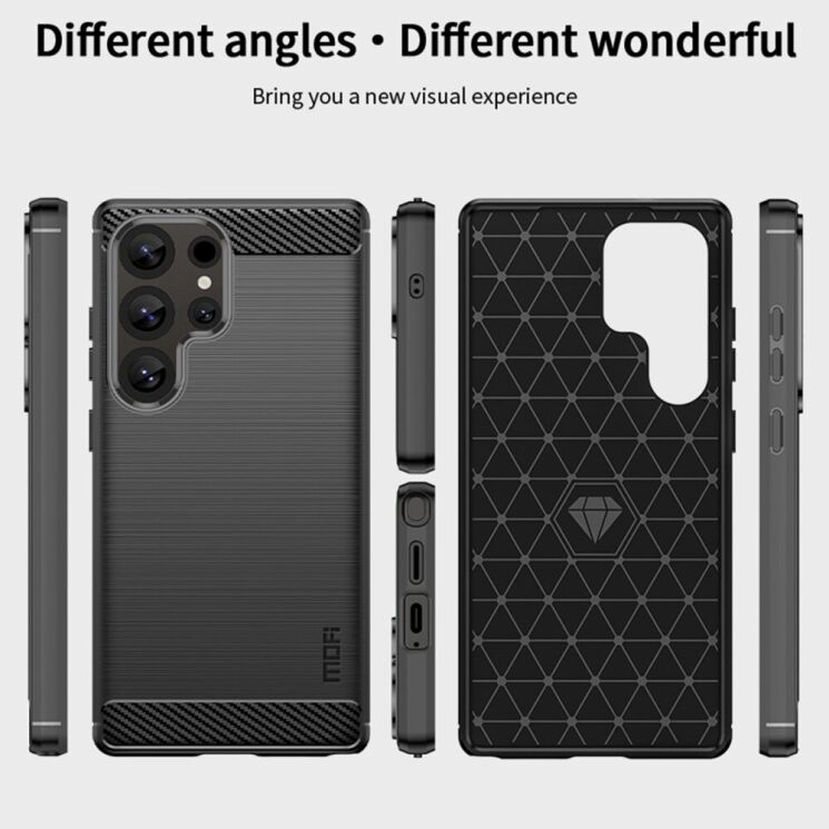 Силиконовый (TPU) чехол MOFI Carbon Fiber для Samsung Galaxy S25 Ultra (S938) - Black: фото 8 из 9