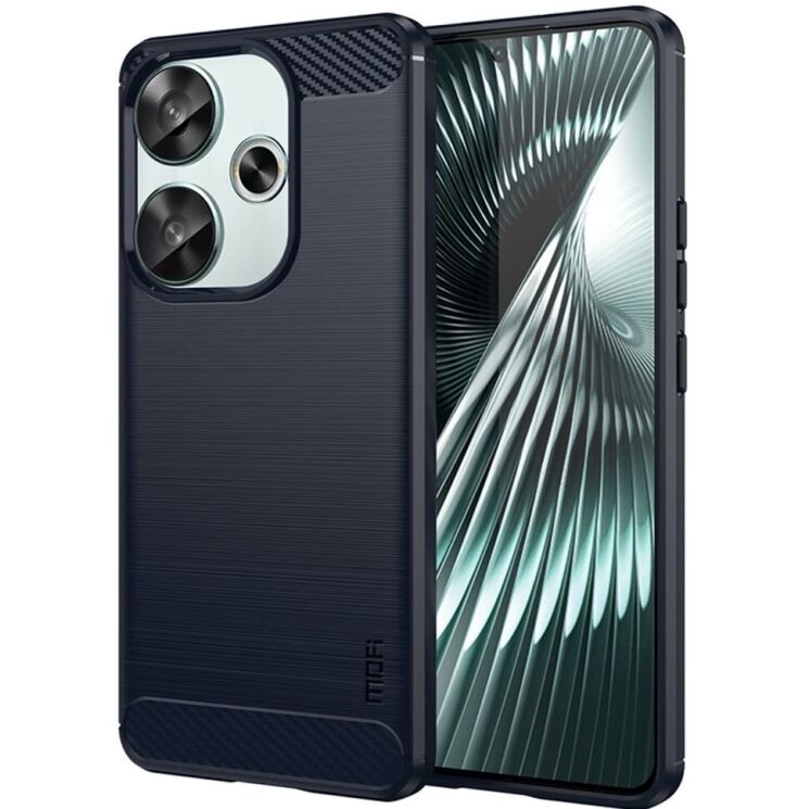 Силиконовый (TPU) чехол MOFI Carbon Fiber для Xiaomi Poco F6 - Blue: фото 1 из 9