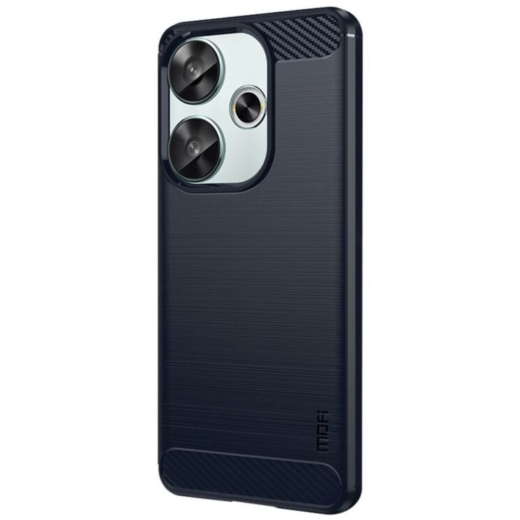 Силиконовый (TPU) чехол MOFI Carbon Fiber для Xiaomi Poco F6 - Blue: фото 2 из 9