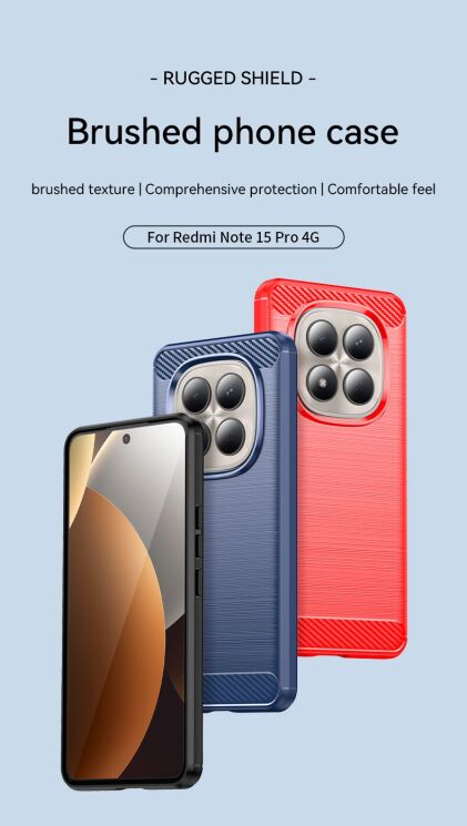 Силиконовый (TPU) чехол UniCase Carbon для Xiaomi Redmi Note 15 Pro - Blue: фото 3 из 10