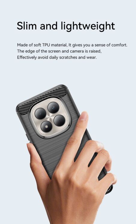 Силиконовый (TPU) чехол UniCase Carbon для Xiaomi Redmi Note 15 Pro - Blue: фото 4 из 10