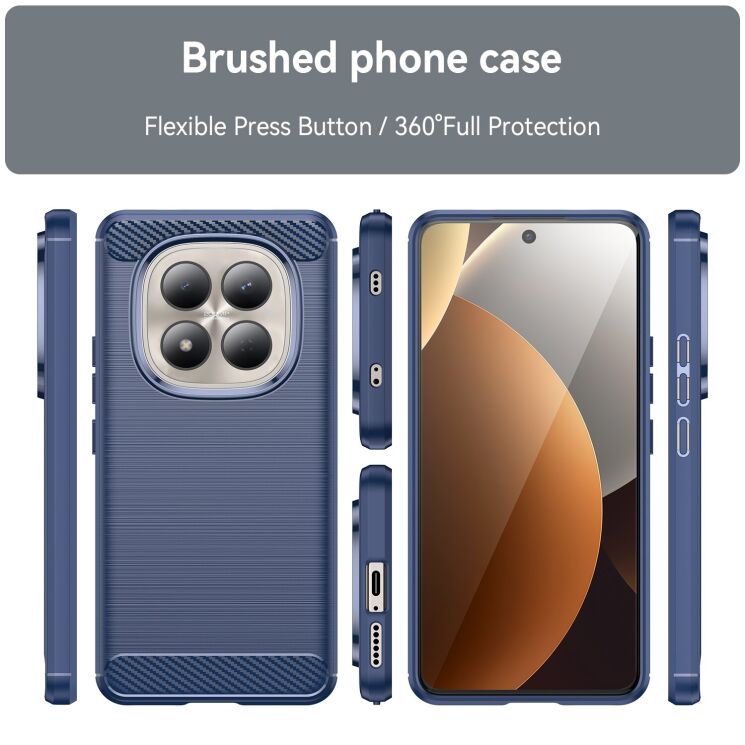 Силиконовый (TPU) чехол UniCase Carbon для Xiaomi Redmi Note 15 Pro - Blue: фото 10 из 10