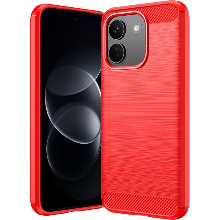 Силиконовый (TPU) чехол UniCase Carbon для Xiaomi Redmi Note 17 Pro Max - Red: фото 1 из 9