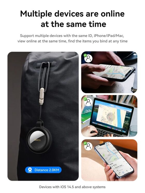 Трекер Hoco E100 Smart Finder - Black: фото 9 з 11