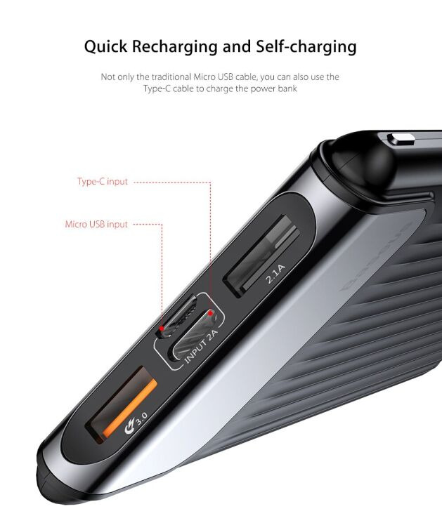 Внешний аккумулятор&nbsp;Baseus Thin (10000mAh) PPYZ-C01 - Black: фото 12 из 19